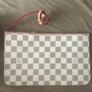Louis Vuitton White and Gray Checkered Clutch
